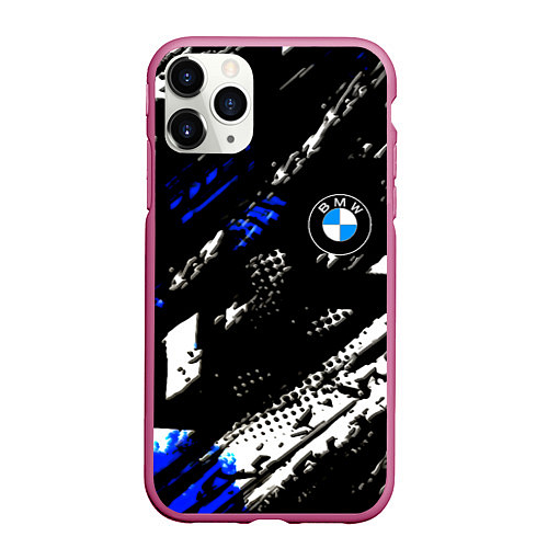 Чехол iPhone 11 Pro матовый BMW stripes color auto sport / 3D-Малиновый – фото 1