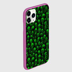 Чехол iPhone 11 Pro матовый Зеленые черепа, цвет: 3D-фиолетовый — фото 2