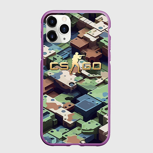 Чехол iPhone 11 Pro матовый Контр Страйк - милитари паттерн / 3D-Фиолетовый – фото 1
