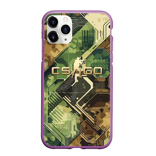 Чехол iPhone 11 Pro матовый Counter Strike go - pattern / 3D-Фиолетовый – фото 1