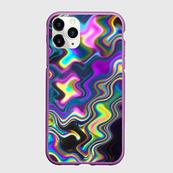 Чехол iPhone 11 Pro матовый Волнистые абстрактные волны, цвет: 3D-фиолетовый
