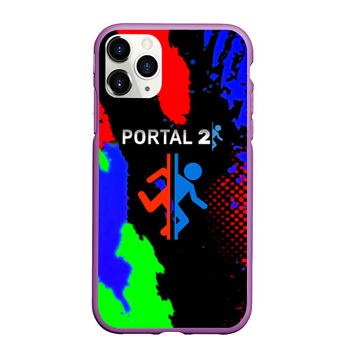 Чехол iPhone 11 Pro матовый Portal 2 краски сочные текстура / 3D-Фиолетовый – фото 1