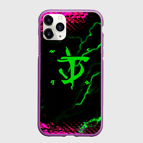Чехол iPhone 11 Pro матовый Doom знак шторм молнии / 3D-Фиолетовый – фото 1