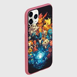 Чехол iPhone 11 Pro матовый Все покемоны в сборе, цвет: 3D-малиновый — фото 2