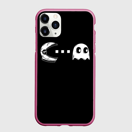Чехол iPhone 11 Pro матовый Spac-man / 3D-Малиновый – фото 1