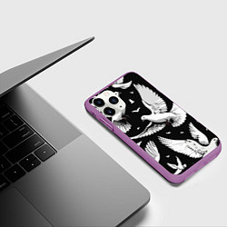 Чехол iPhone 11 Pro матовый Белый голубь мира, цвет: 3D-фиолетовый — фото 2