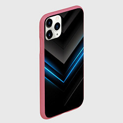 Чехол iPhone 11 Pro матовый Black abstract neon blue abstract, цвет: 3D-малиновый — фото 2