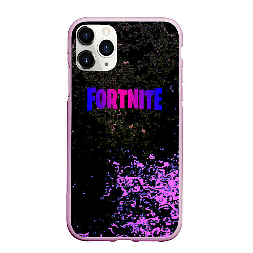 Чехол iPhone 11 Pro матовый Fortnite неоновый краски / 3D-Розовый – фото 1