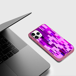 Чехол iPhone 11 Pro матовый Розовый глитч, цвет: 3D-малиновый — фото 2
