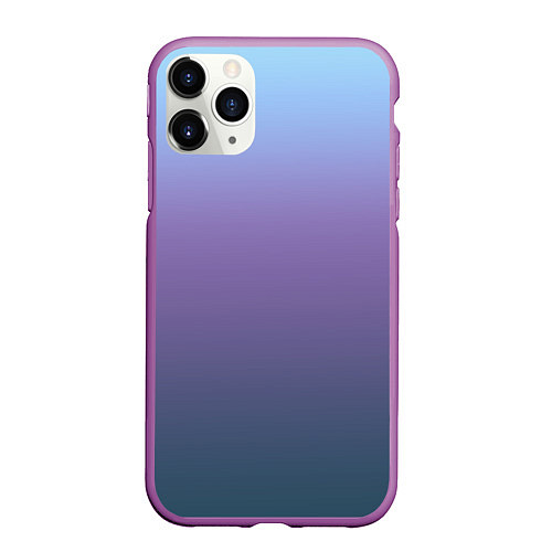 Чехол iPhone 11 Pro матовый Градиент голубой фиолетовый синий / 3D-Фиолетовый – фото 1