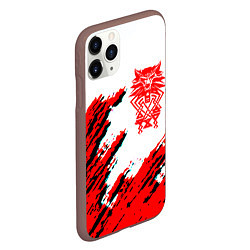 Чехол iPhone 11 Pro матовый Ведьмак геральт красные краски лого волк, цвет: 3D-коричневый — фото 2