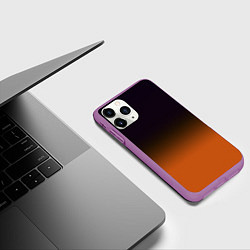 Чехол iPhone 11 Pro матовый Градиент от чёрного к оранжевому, цвет: 3D-фиолетовый — фото 2