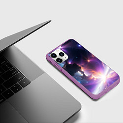 Чехол iPhone 11 Pro матовый Космическая вспышка, цвет: 3D-фиолетовый — фото 2