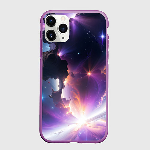 Чехол iPhone 11 Pro матовый Космическая вспышка / 3D-Фиолетовый – фото 1