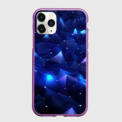 Чехол iPhone 11 Pro матовый Синие яркие мелкие осколки калейдоскоп, цвет: 3D-фиолетовый