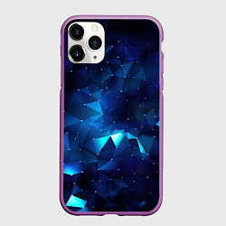 Чехол iPhone 11 Pro матовый Синие осколки из мелких абстрактных части калейдос