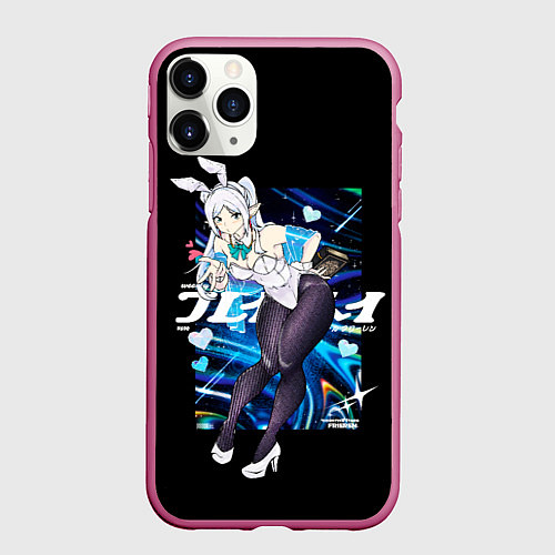 Чехол iPhone 11 Pro матовый Фрирен посылает поцелуй / 3D-Малиновый – фото 1