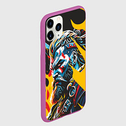 Чехол iPhone 11 Pro матовый Портрет мужественного викинга, цвет: 3D-фиолетовый — фото 2