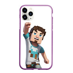 Чехол iPhone 11 Pro матовый Майнкрафт Стив с кулаком