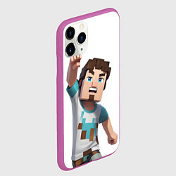 Чехол iPhone 11 Pro матовый Майнкрафт Стив с кулаком, цвет: 3D-фиолетовый — фото 2