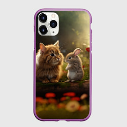 Чехол iPhone 11 Pro матовый Котик грызун, цвет: 3D-фиолетовый