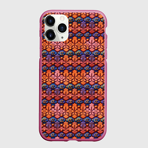 Чехол iPhone 11 Pro матовый Абстрактный паттерн мозаикой / 3D-Малиновый – фото 1