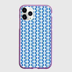 Чехол iPhone 11 Pro матовый Синие кружки патерн
