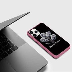 Чехол iPhone 11 Pro матовый Вербные котята на ветках, цвет: 3D-малиновый — фото 2