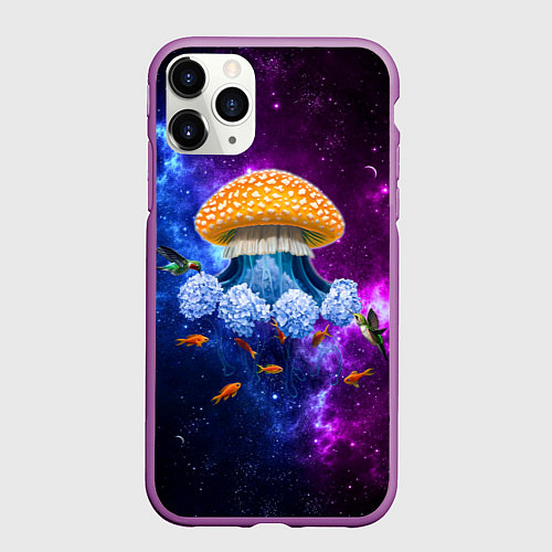Чехол iPhone 11 Pro матовый Space mushroom / 3D-Фиолетовый – фото 1