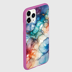 Чехол iPhone 11 Pro матовый Нарисованная спиртовыми чернилами иллюстрация, цвет: 3D-фиолетовый — фото 2