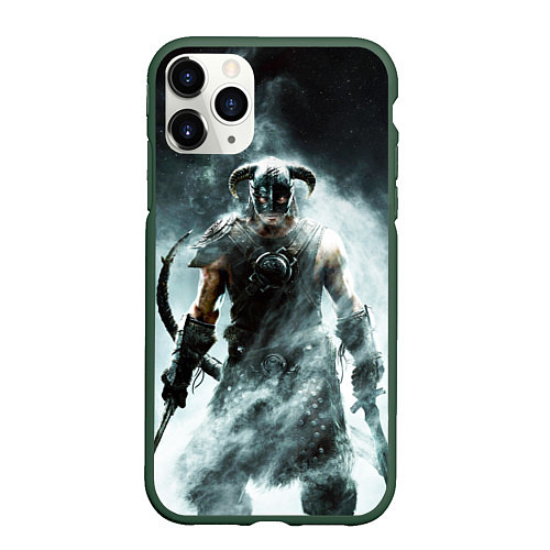 Чехол iPhone 11 Pro матовый Skyrim - Dovahkiin / 3D-Темно-зеленый – фото 1