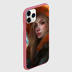 Чехол iPhone 11 Pro матовый Русская девушка в стиле аниме Москва, цвет: 3D-малиновый — фото 2