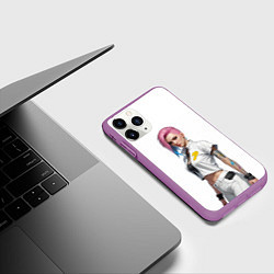 Чехол iPhone 11 Pro матовый Девушка в белом Cyberpunk 2077, цвет: 3D-фиолетовый — фото 2