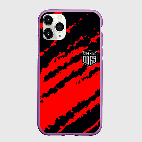 Чехол iPhone 11 Pro матовый Sleeping Dogs краски текстура / 3D-Фиолетовый – фото 1
