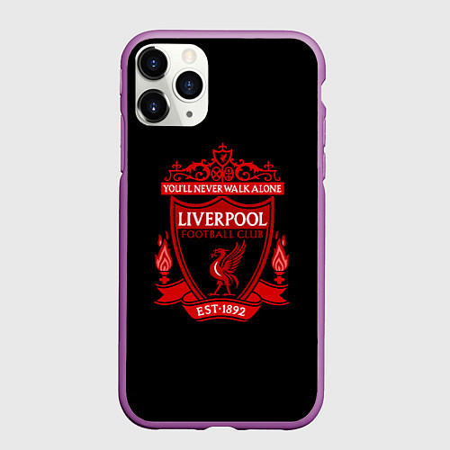 Чехол iPhone 11 Pro матовый Ливерпуль фк клуб / 3D-Фиолетовый – фото 1