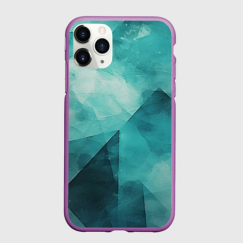 Чехол iPhone 11 Pro матовый Гранжевая бирюза / 3D-Фиолетовый – фото 1