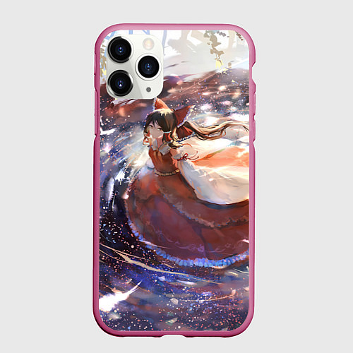 Чехол iPhone 11 Pro матовый Touhou Project Рейму Cute / 3D-Малиновый – фото 1
