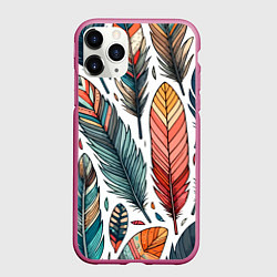 Чехол iPhone 11 Pro матовый Композиция из перьев