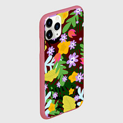 Чехол iPhone 11 Pro матовый Гавайская цветочная расцветка, цвет: 3D-малиновый — фото 2