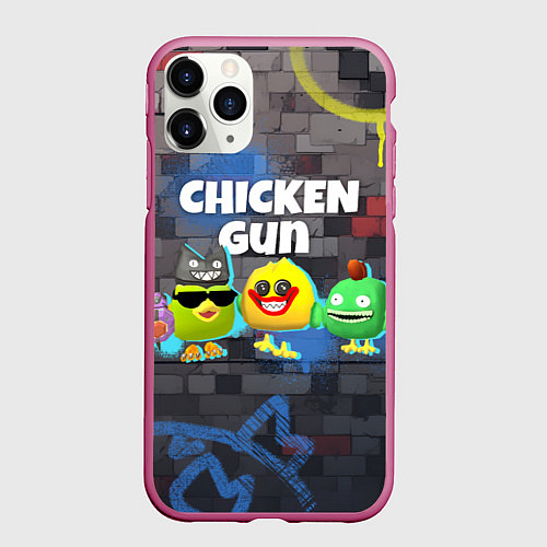 Чехол iPhone 11 Pro матовый Чикен Ган - граффити / 3D-Малиновый – фото 1