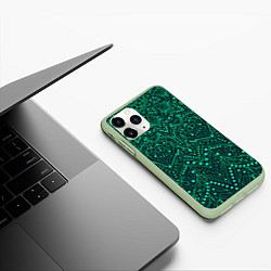 Чехол iPhone 11 Pro матовый Узоры мандала зелёный, цвет: 3D-салатовый — фото 2