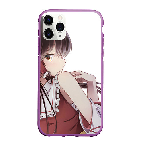Чехол iPhone 11 Pro матовый Touhou Project Рейму Cute / 3D-Фиолетовый – фото 1