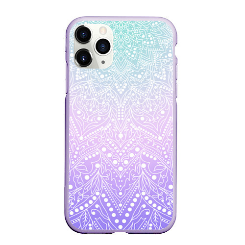 Чехол iPhone 11 Pro матовый Волшебная мандала розовый / 3D-Светло-сиреневый – фото 1
