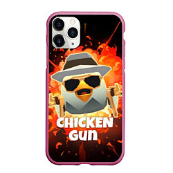Чехол iPhone 11 Pro матовый Чикен Ган - взрыв, цвет: 3D-малиновый