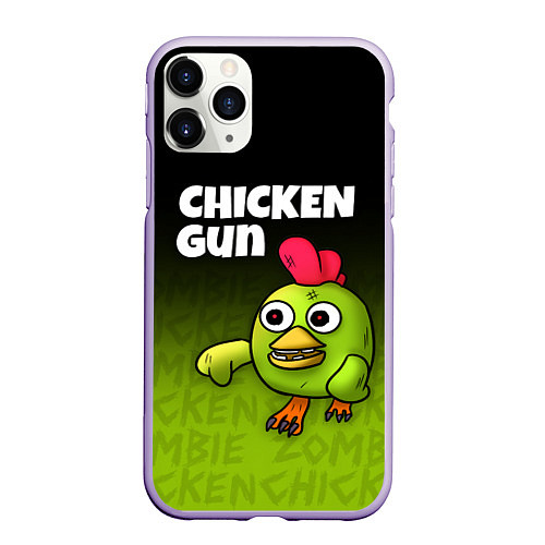 Чехол iPhone 11 Pro матовый Chicken Gun - Zombie Chicken / 3D-Светло-сиреневый – фото 1
