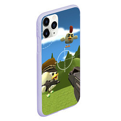 Чехол iPhone 11 Pro матовый Чикен Ган - бой, цвет: 3D-светло-сиреневый — фото 2