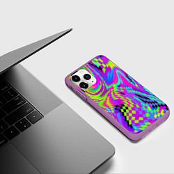 Чехол iPhone 11 Pro матовый Психоделический глитч, цвет: 3D-фиолетовый — фото 2