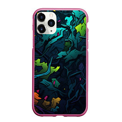 Чехол iPhone 11 Pro матовый Кислотная яркая абстракция в камуфляжном стиле, цвет: 3D-малиновый