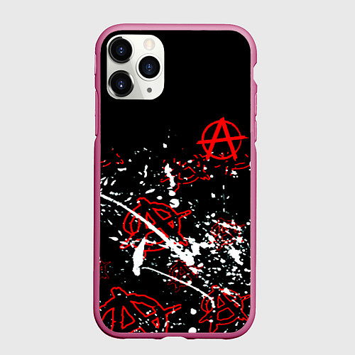 Чехол iPhone 11 Pro матовый Анархия краски текстура / 3D-Малиновый – фото 1