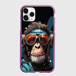 Чехол iPhone 11 Pro матовый Крутая обезьяна в очках, цвет: 3D-фиолетовый